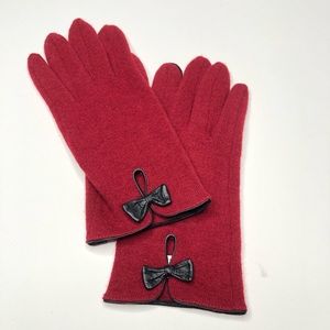 Talbots Red Bow Rabbit Wool Tech Touch Fall Gloves